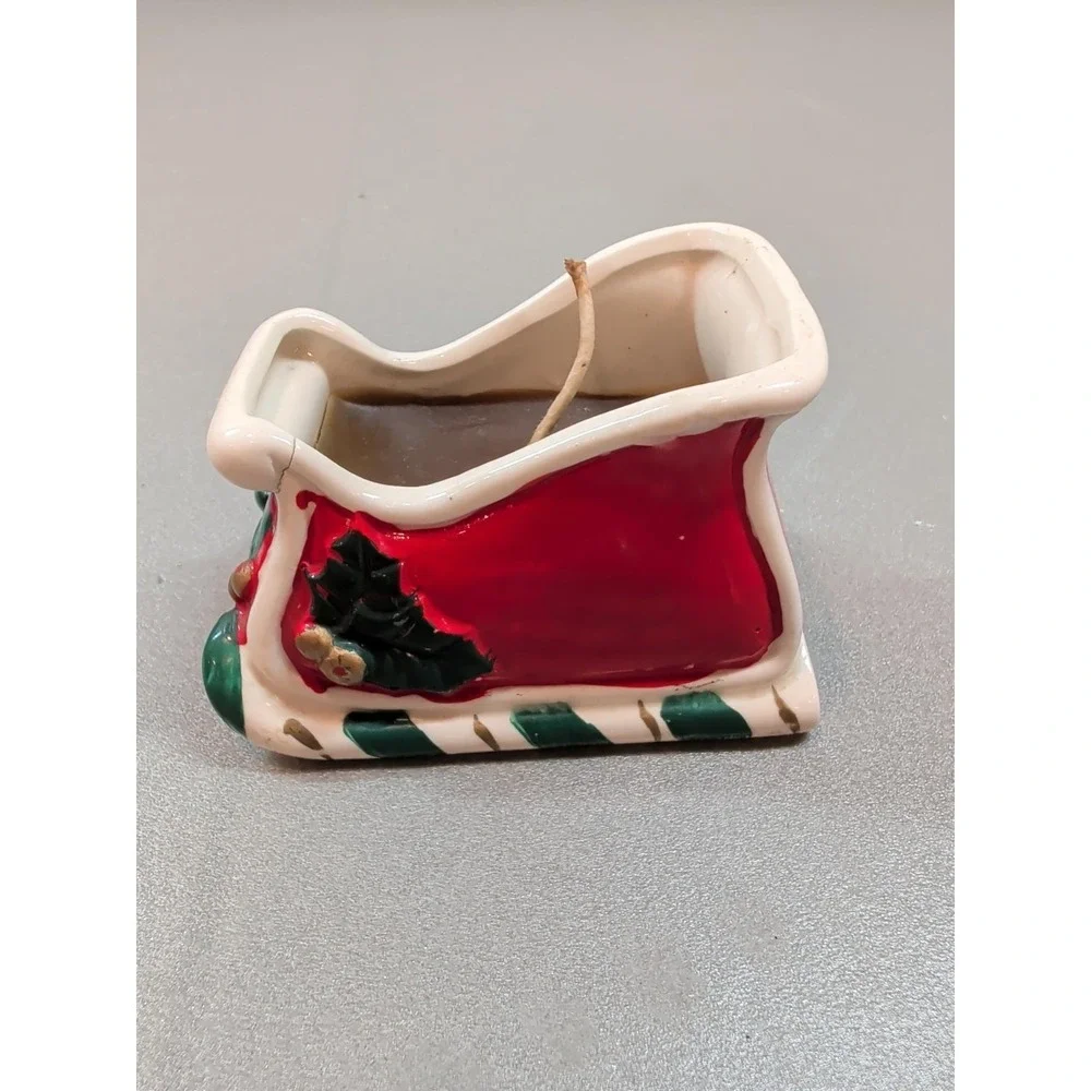 Vintage Bens Transworld Imports Ceramic Christmas Sleigh Candle Holder Japan